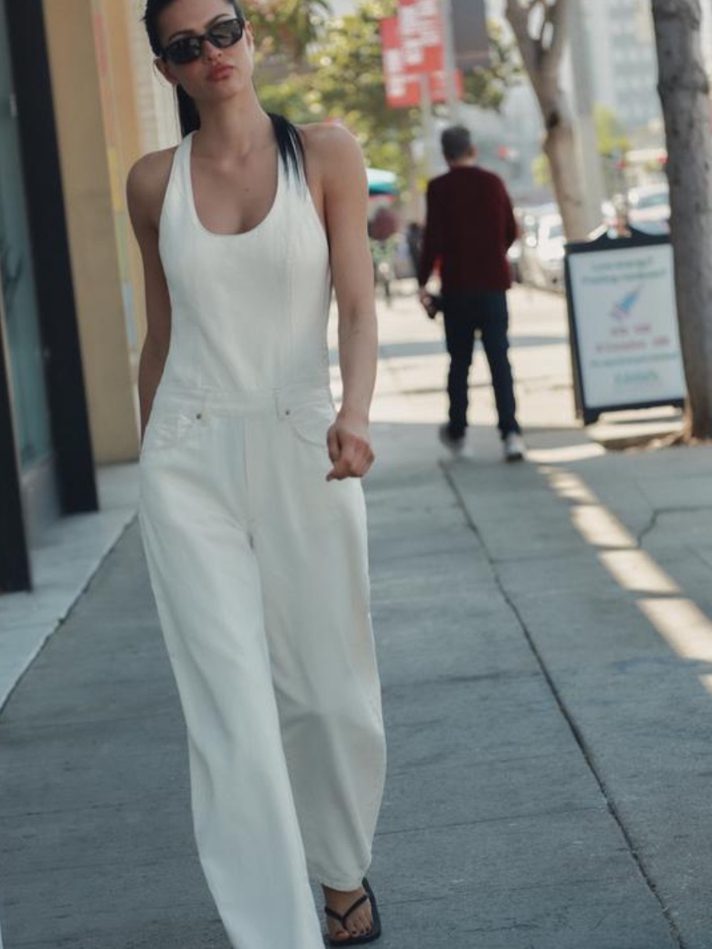 Zara NWT DENIM STRAP JUMPSUIT WHITE 8727/082